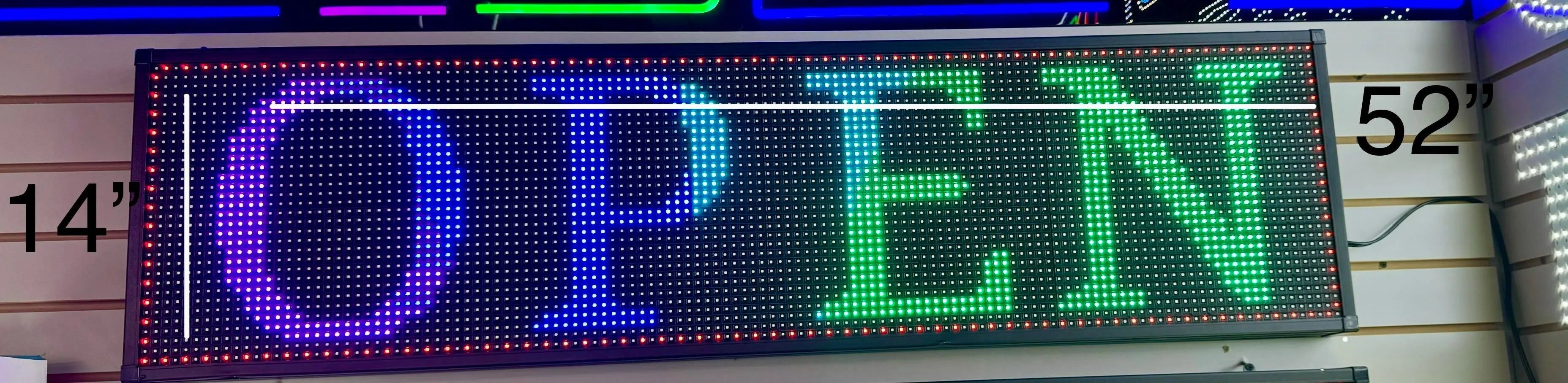 14"x52" RGB Scrolling Sign LED Scrolling Display Banner, Full Color Indoor Advertising Sign, Programmable, Remote Controlled with app control Led Plus