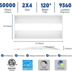 (4Pack) 2x4FT 30W/40W/50W/60W/72W LED Troffer Panel Light | 5CCT Selectable | Drop Ceiling Fixture 35K-65K
