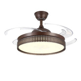 Modern Black Ceiling Fan with Light #1962 – 42" LED, Remote Control, Retractable Blades, DC 30W Motor, 36W*2 LED, AC 110V