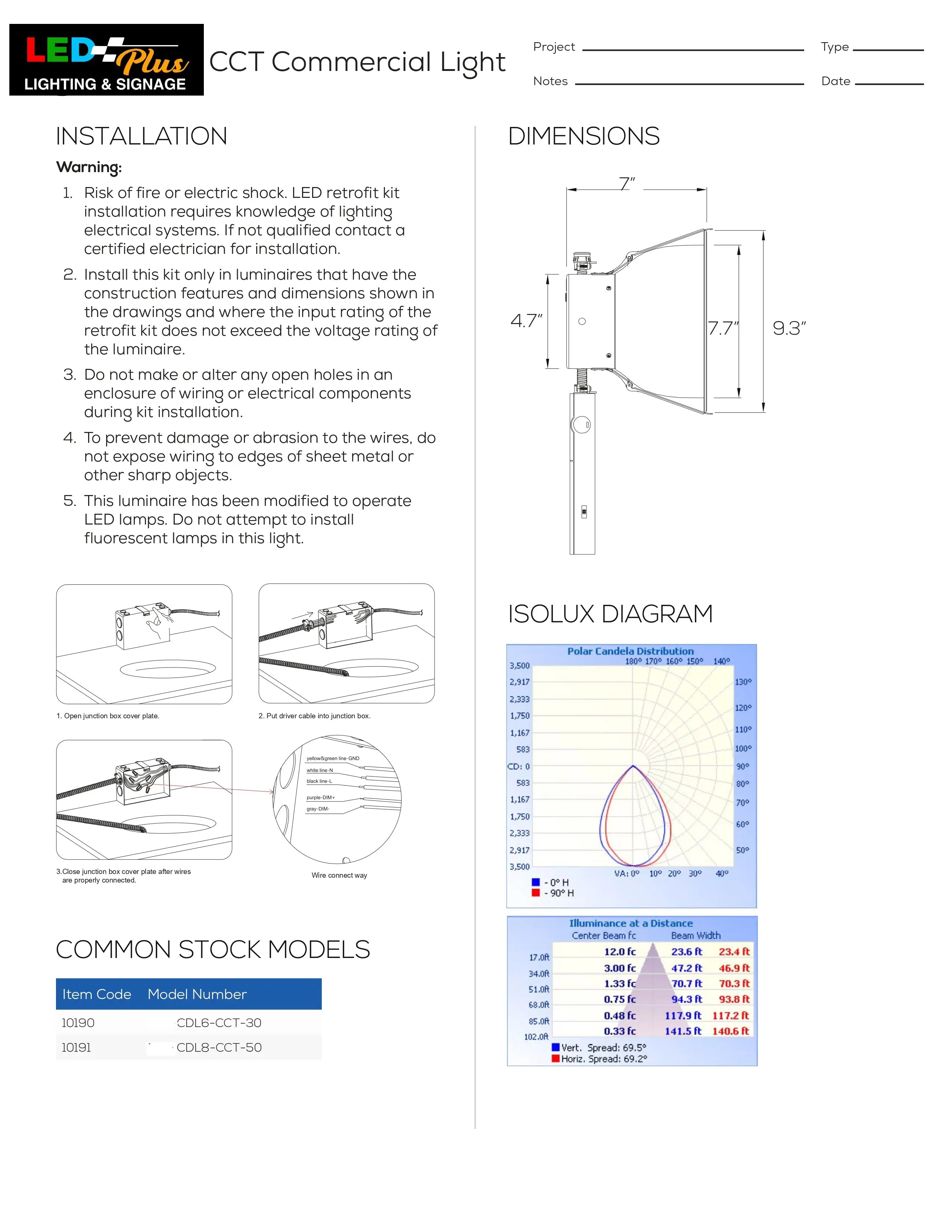 8in Commercial Downlight CCT Led Plus