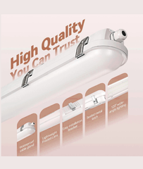 8FT LED Vapor Tight Light, Selectable Wattage & CCT, AC 120-277V, IP65 Waterproof Fixture (2 Pcs)