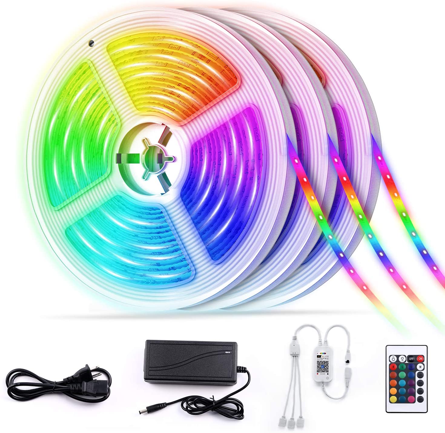 16ft (5M)-5050-RGB Led Strip Light with Remote and Power Supply BOX superledplus