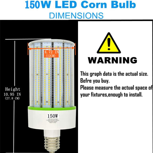 150W LED Corn Light Bulb | E39 Base | 5700K Daylight | Retrofit High Bay Area Lighting