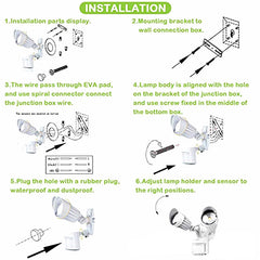 20W LED Double Head Motion Security Light | Outdoor Sensor Flood Light | Waterproof