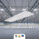 4ft LED Linear High Bay Light 220W/260W/300W – Wattage Selectable, Dual CCT, Motion Sensor Compatible, UL DLC Listed for Warehouse, Commercial Use