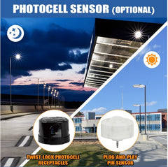LED Roadway Light 40W-150W - 19,800 Lumens - With Photocell - 3/4/5000K - 120-277V