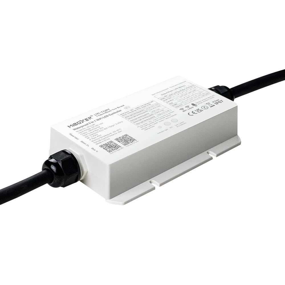 WL5-WP LED Strip Controller, Waterproof, 5-in-1 (WiFi + 2.4GHz), RGB Strip Light Control