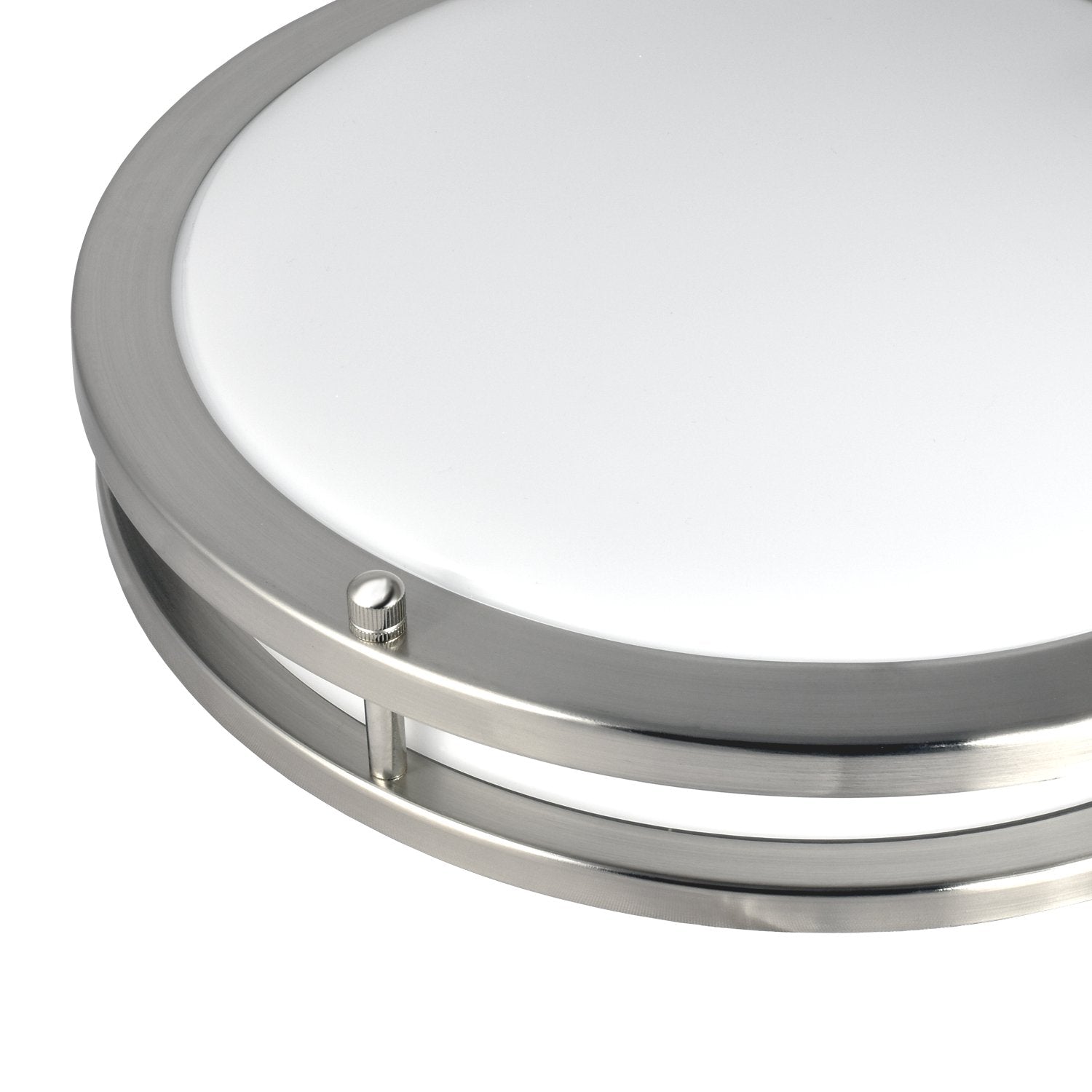 16" LED Flush Mount Ceiling Light, 25W, 1750 Lumens, 3CCT Selectable, Brushed Nickel Finish, ETL Listed