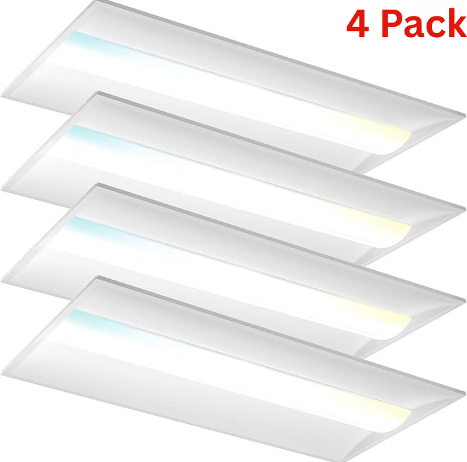 (4Pack) 2x4FT 30W/40W/50W/60W/72W LED Troffer Panel Light | 5CCT Selectable | Drop Ceiling Fixture 35K-65K