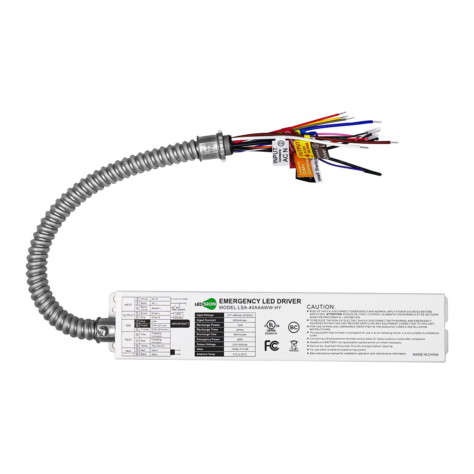 0W Emergency Backup LED Driver | 100-347V AC Input | LSA40FY-170