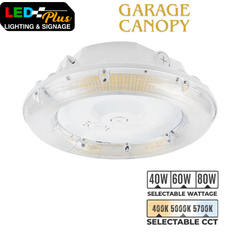 40/60/80W LED Circular Canopy Light, 12” Diameter, 4/5/57K, 12000lm, AC120-277V, Commercial Outdoor Fixture