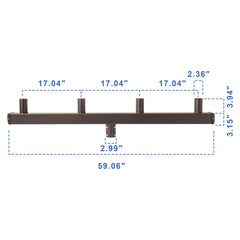 180° Quad Bullhorn Mount, Low Profile, Fits 4 Fixtures with 2-3/8" Tenons