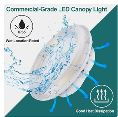 40/60/80W LED Circular Canopy Light, 12” Diameter, 4/5/57K, 12000lm, AC120-277V, Commercial Outdoor Fixture