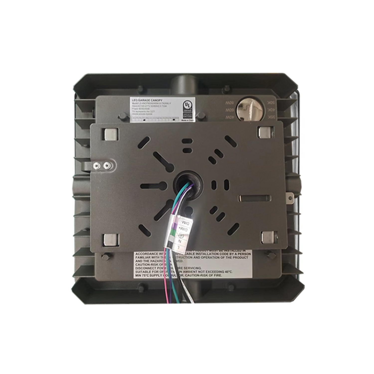 Garage Canopy Light, 40W/60W/75W Selectable, 3CCT 3000K/4000K/5000K, UL DLC Listed LED Fixture