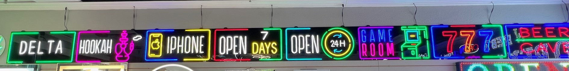Assorted Neon Signs 30" with power supply and chain/ Business Window Signs Super LED Plus