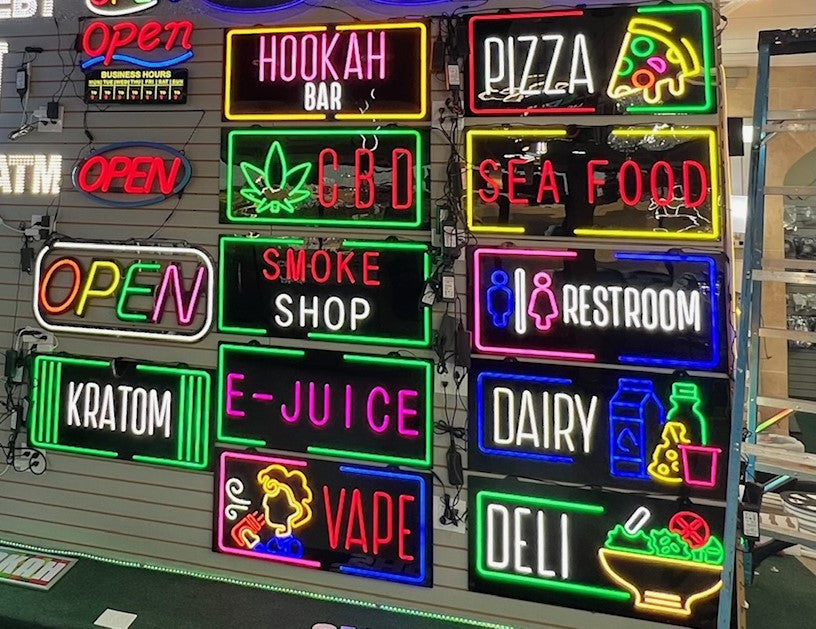 Assorted Neon Signs 30" with power supply and chain/ Business Window Signs Super LED Plus