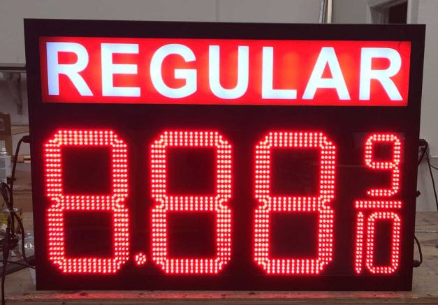 LED Gas Price Sign – Cabinet with "Regular" written on top | Digital Fuel Price Display | Bright LED Signboard 10in to 36in