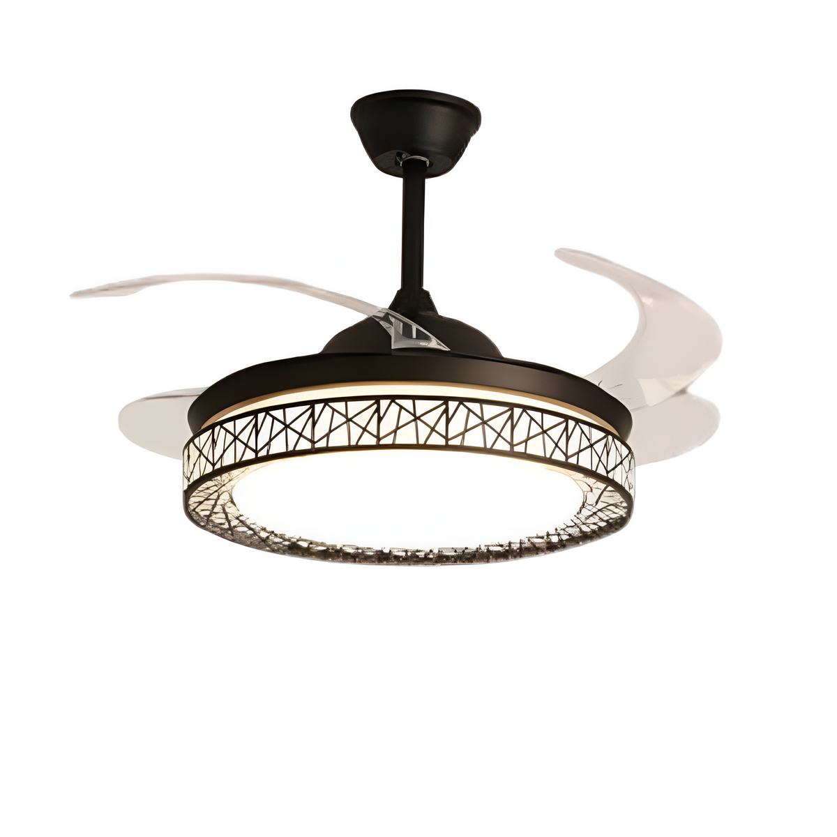 42" Invisible Ceiling Fan Light – Modern Bird Nest Design, LED with Remote Control, Quiet DC 30W Motor, Minimalist AC 110V